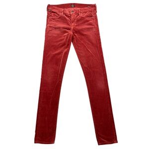 Citizens of Humanity Avedon Low‎ Rise Skinny Leg Corduroy Red Sz 27 Fits 29"